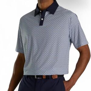 **FootJoy Lisle Circle Print Self Collar Golf Polo | XL**